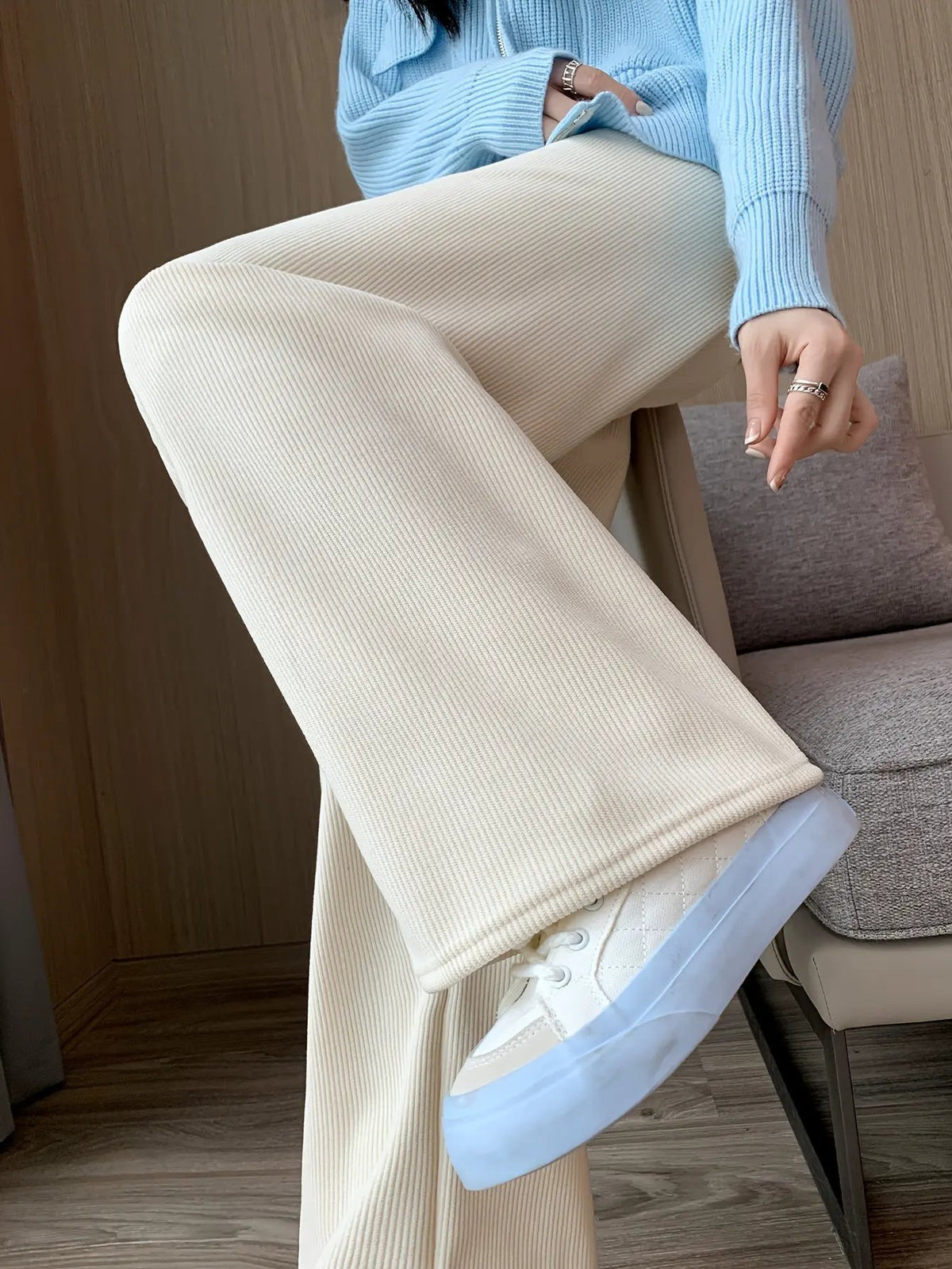 Women's Wide Leg Trousers With Soft Inner Lining-Women's Trousers-Bellmaren-Ginger-XS-My Store