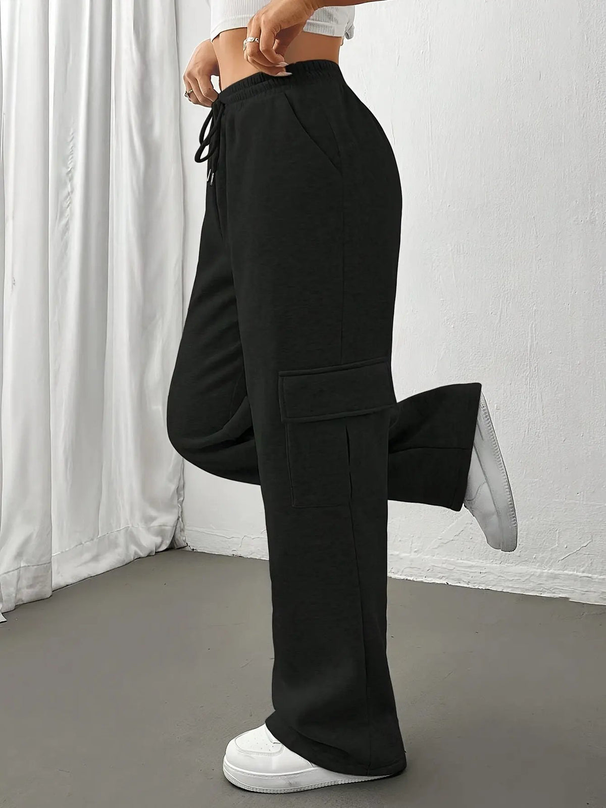 Women's Relaxed Cargo Sweatpants with Deep Pockets-Women's Trousers-Bellmaren-Light Grey-S-My Store