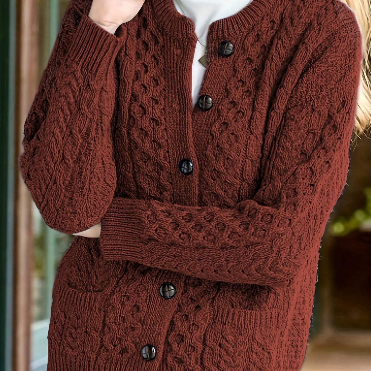 Fern | Textured Button-Front Cardigan by My Store