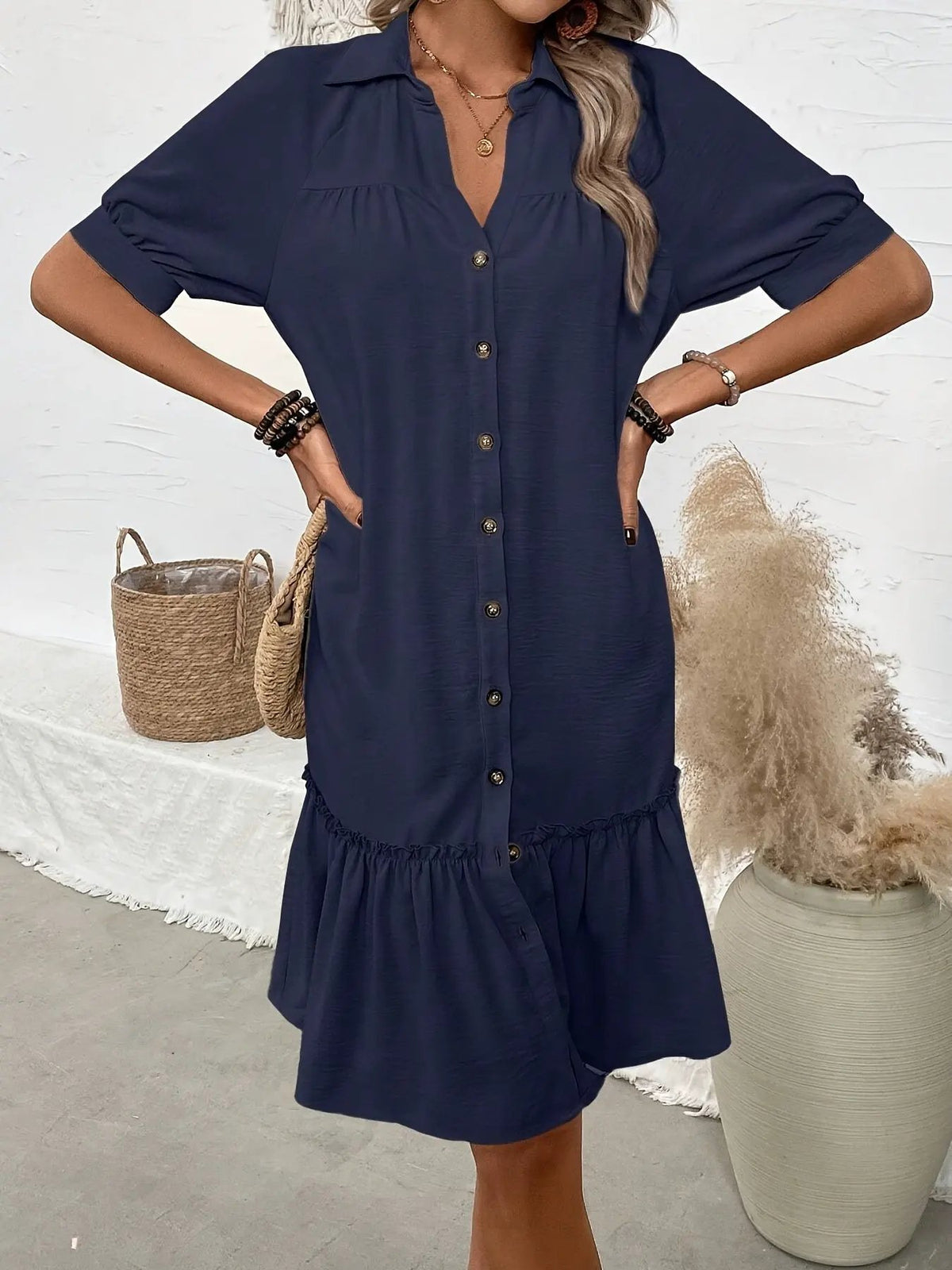 Maevelle | Buttoned Boho Midi Dress by My Store