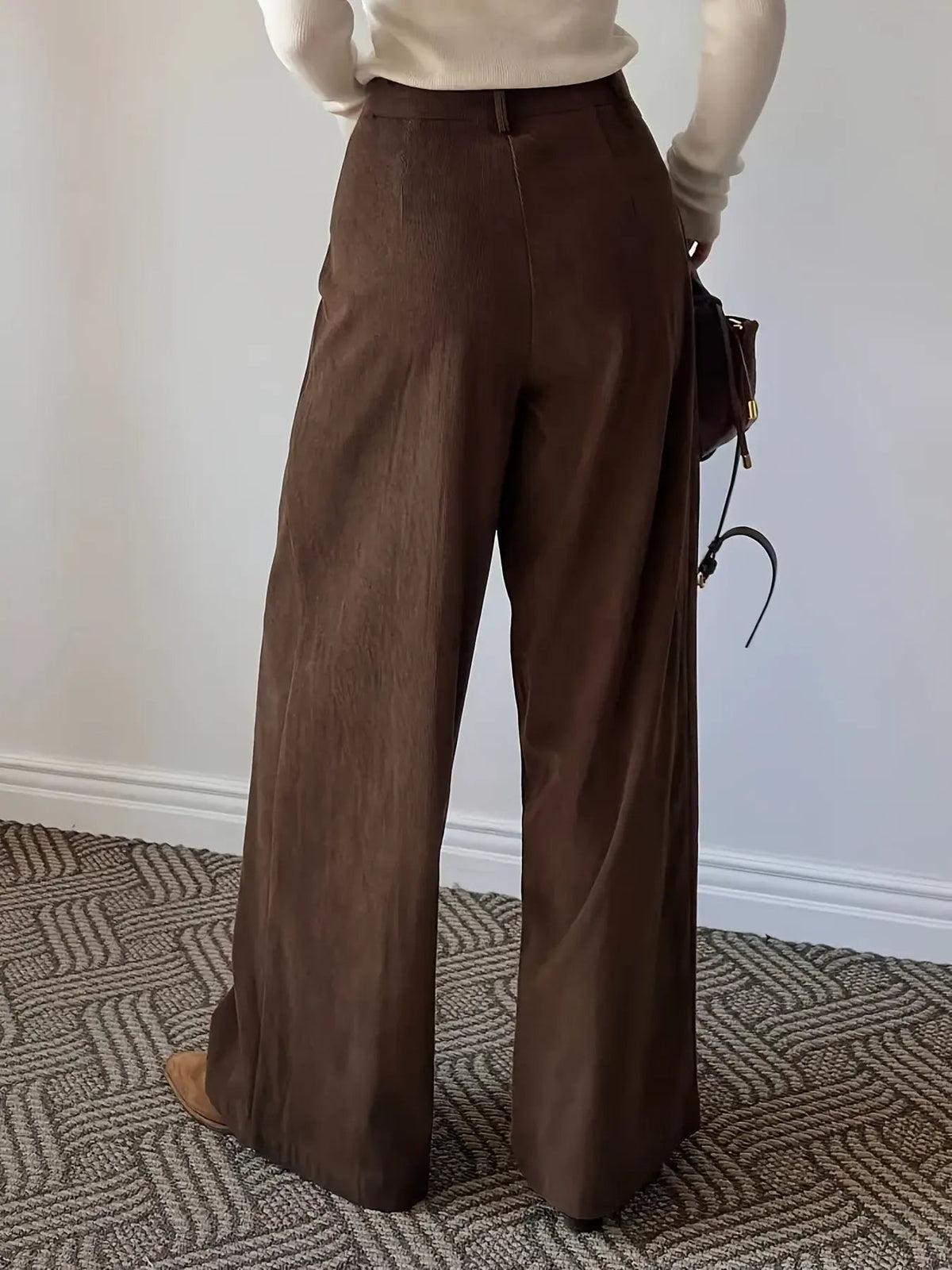 Women's Pleated Wide Leg Trousers Relaxed Fit-Women's Trousers-Bellmaren-Black-S-My Store