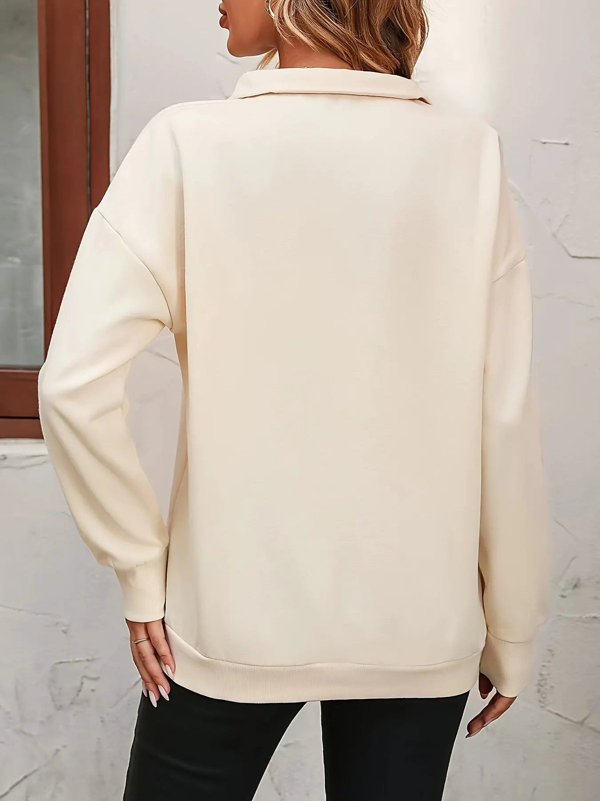 Women's Relaxed Fit Half-Zip Sweatshirt-Women's Sweatshirts-Bellmaren-Apricot-2XL-My Store