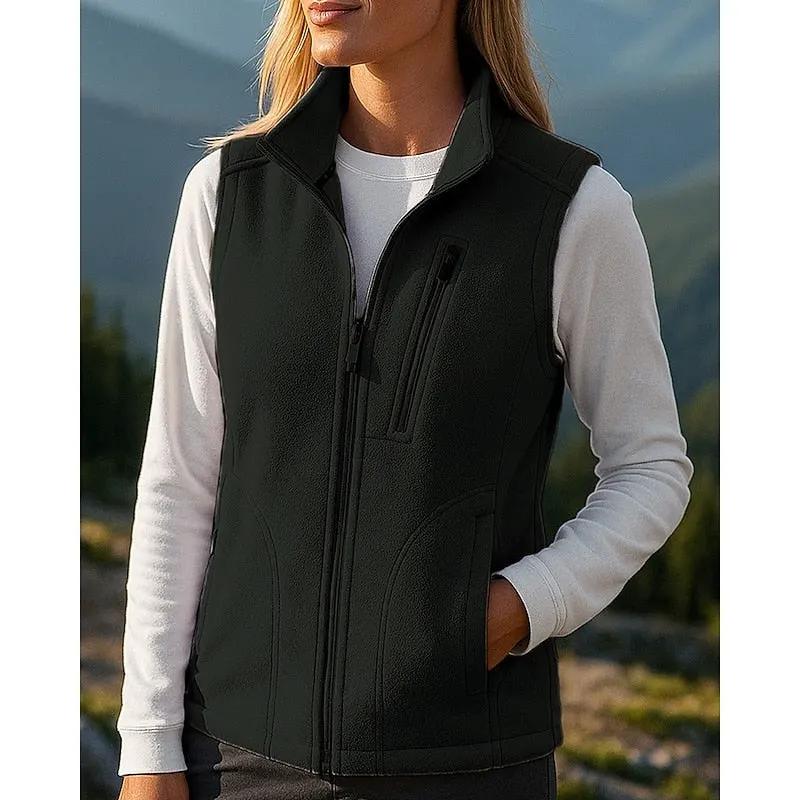 Women's Soft Brushed Zip-Up Gilet with Practical Pockets-Women's Vests-Bellmaren-Black-M-My Store