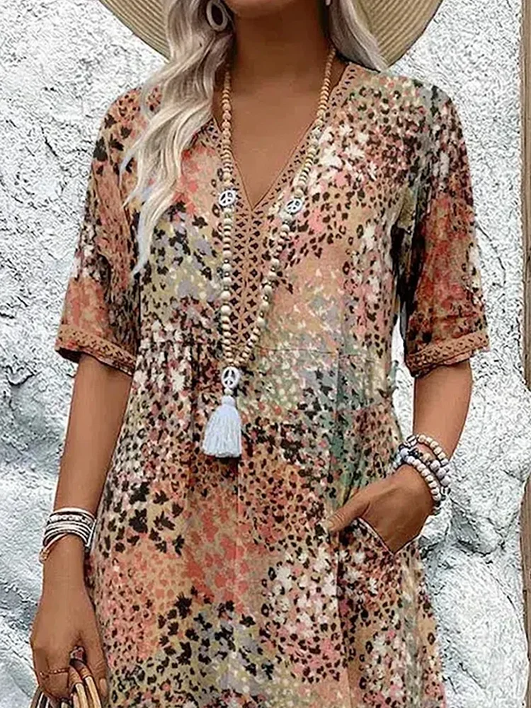 Natalie | Vibrant Pattern Midi Dress by My Store