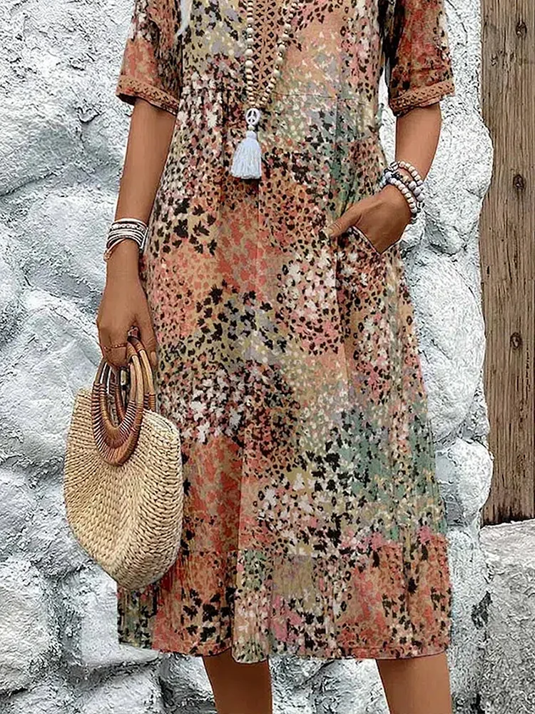 Natalie | Vibrant Pattern Midi Dress by My Store