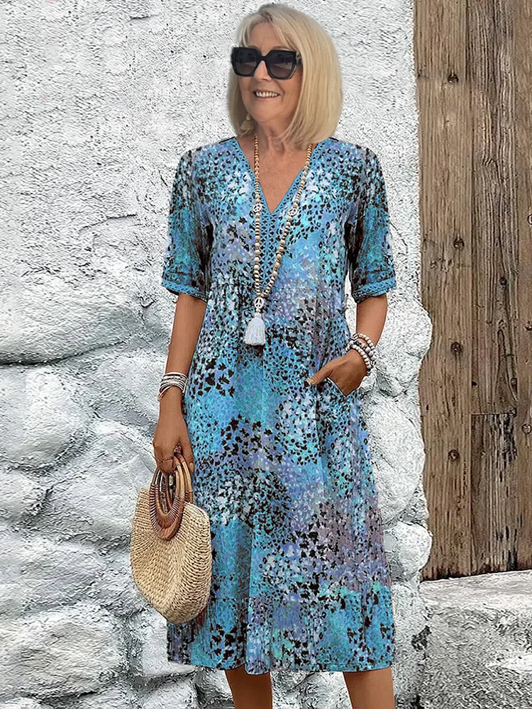 Natalie | Vibrant Pattern Midi Dress by My Store