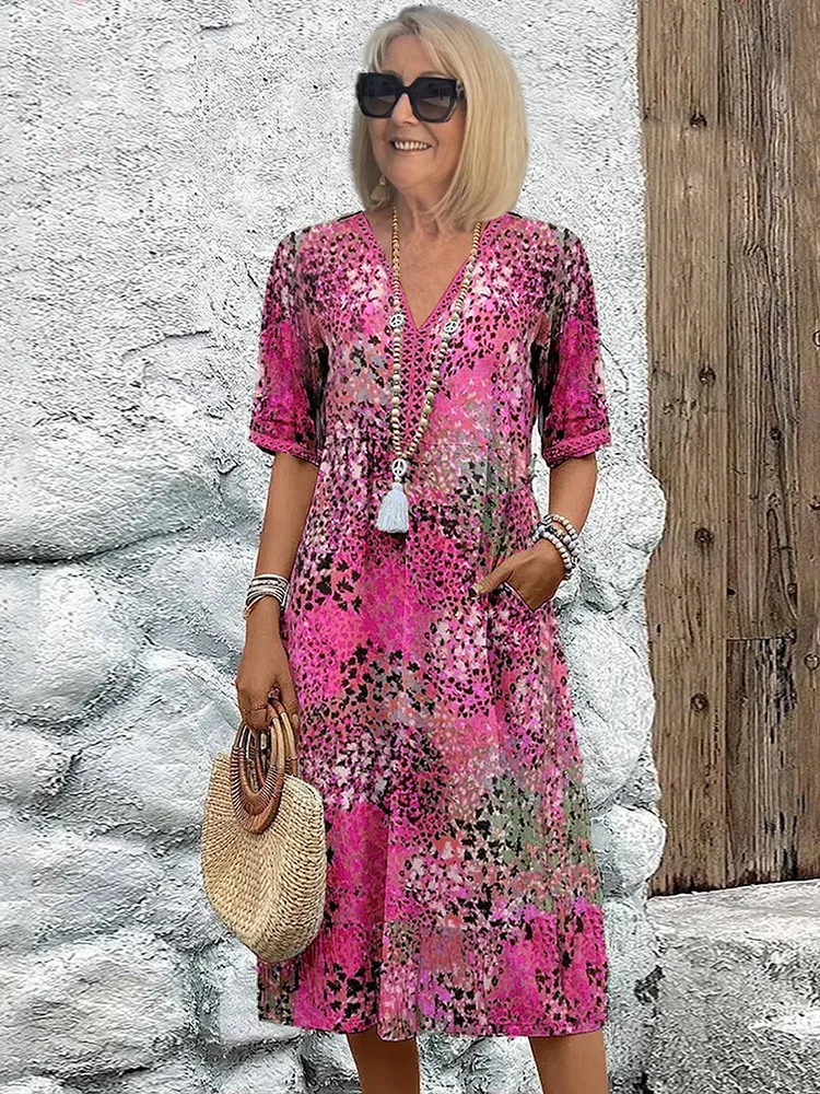 Natalie | Vibrant Pattern Midi Dress by My Store