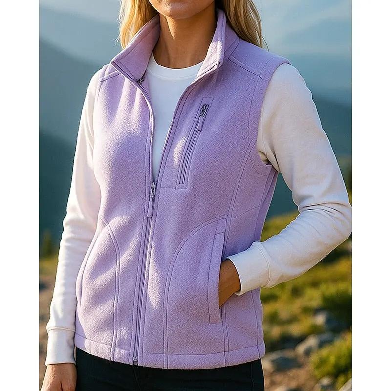 Women's Soft Brushed Zip-Up Gilet with Practical Pockets-Women's Vests-Bellmaren-Purple-M-My Store