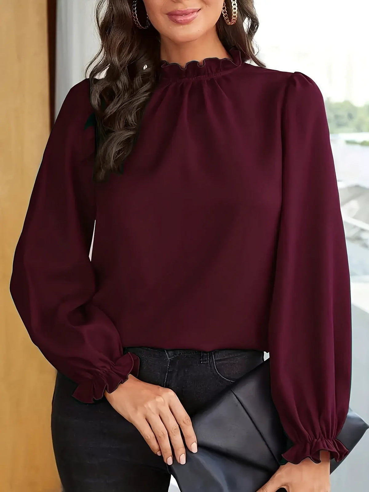 Tamsin | Ruffled High-Neck Puff Sleeve Blouse by My Store