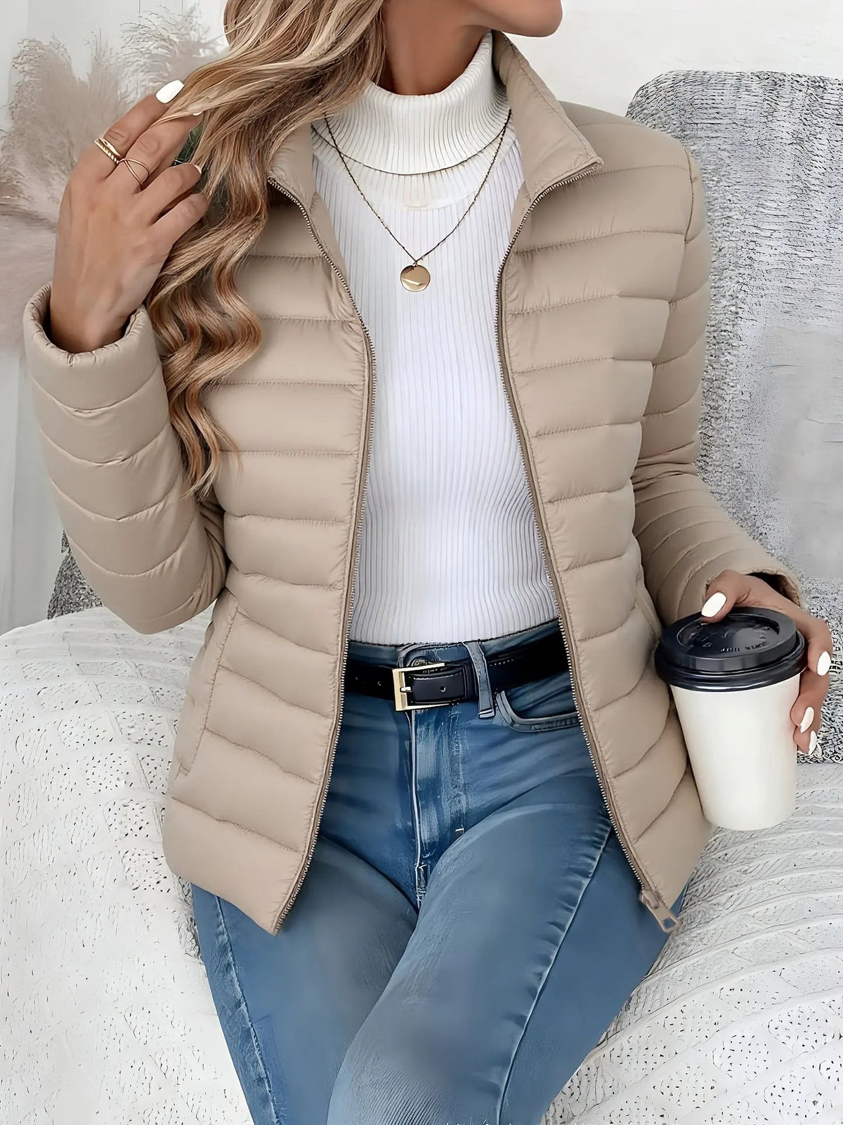 Vivienne | Lightweight Stand-Collar Puffer Jacket by My Store