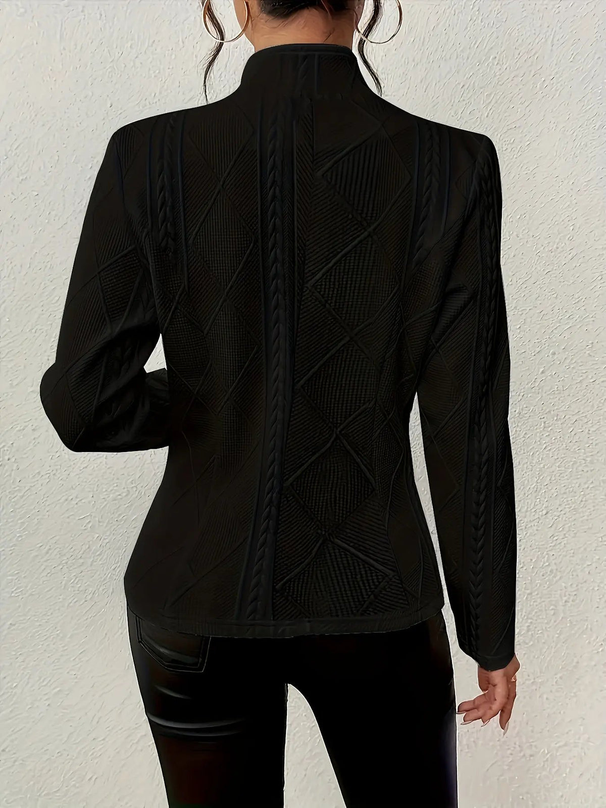 Women's Textured Waist-Defining Tailored Blazer-Women's Coats & Jackets-My Store-White-S-My Store