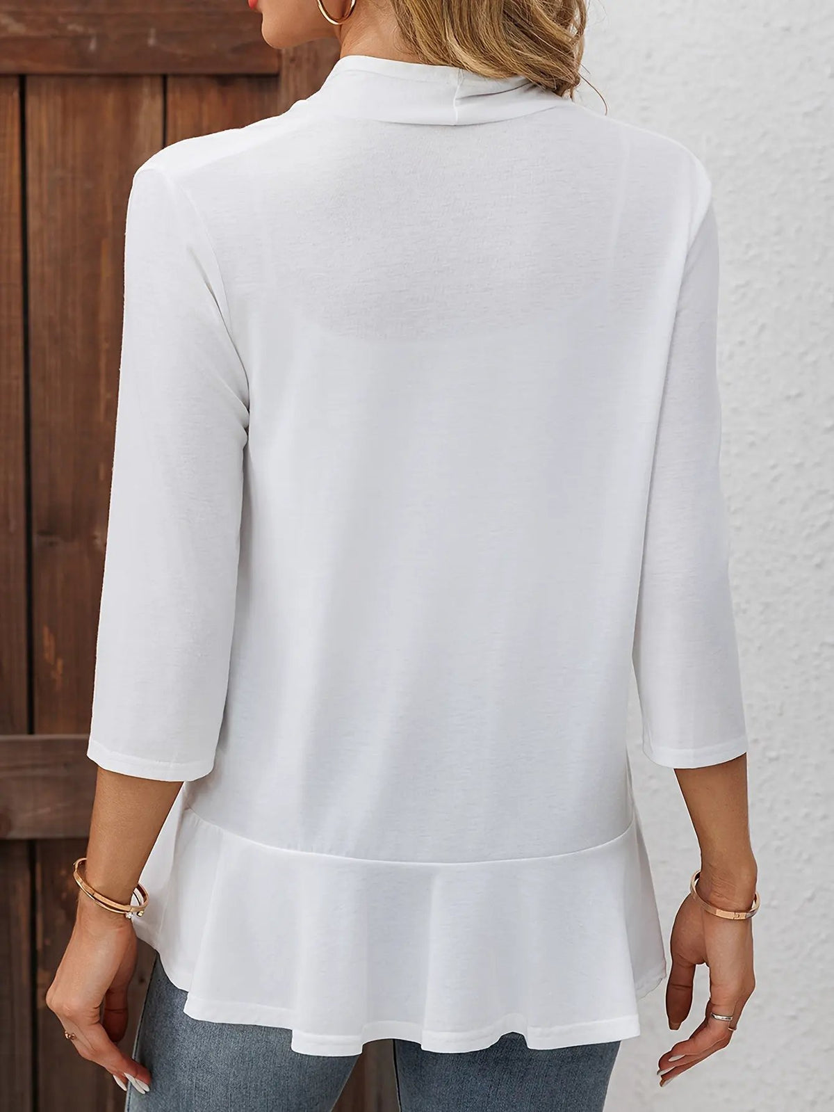 Juniper | Open-Front Ruffle-Hem Cardigan by My Store