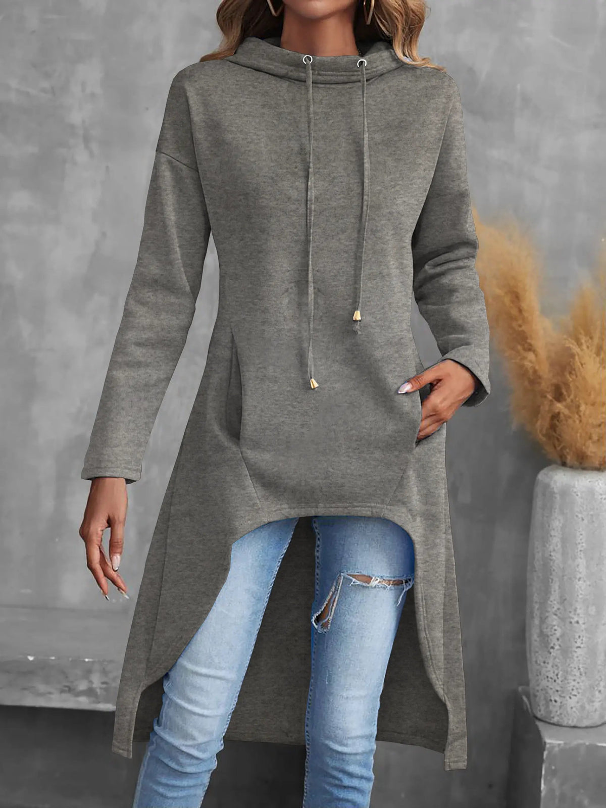 Tabitha | High-Low Drawstring Hoodie by My Store