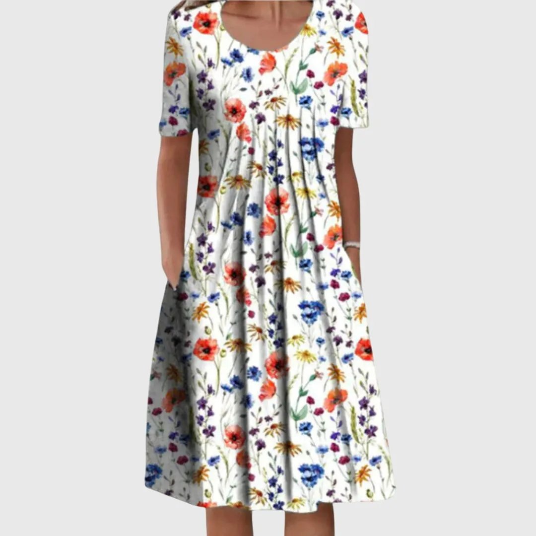Women's Round Neck Printed Dress by Bellmaren