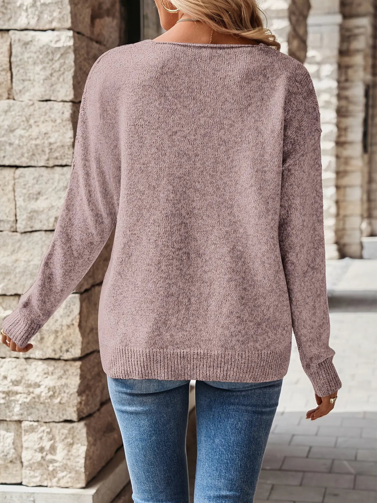 Elaine | Relaxed V-Neck Sweater by My Store