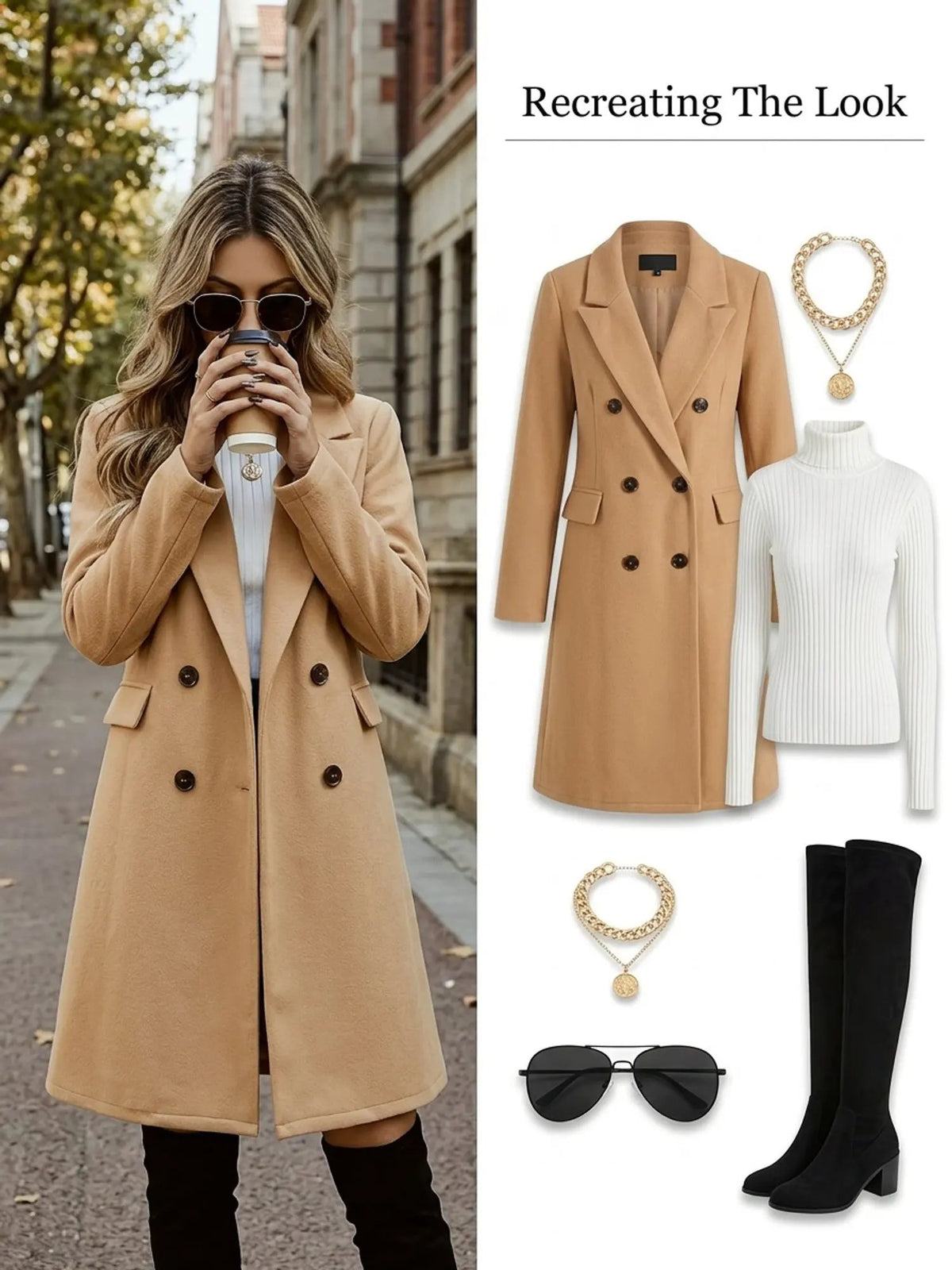 Women's Mid-Length Double-Breasted Coat-Women's Coats & Jackets-Bellmaren-Ginger-S-My Store