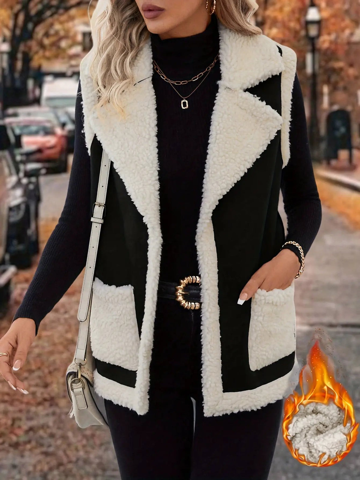 Women's Warm Lined Lapel Collar Sleeveless Vest-Women's Vests-Bellmaren-Rust-S-My Store