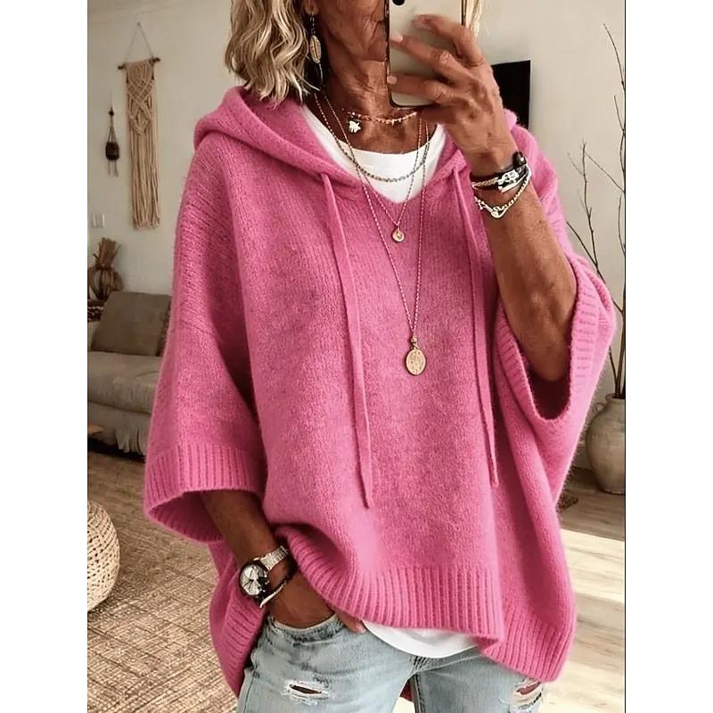 Women's Relaxed Hooded Sweater with Adjustable Drawstring by Bellmaren