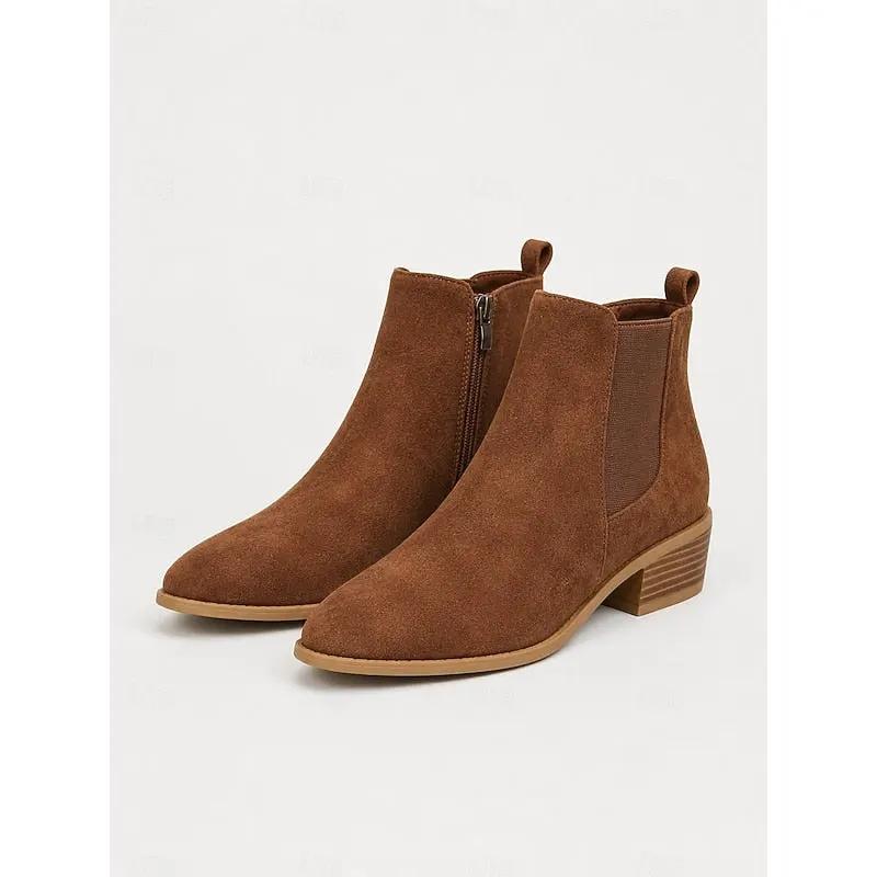Women's Pointed-Toe Block Heel Ankle Boots for Workwear-Women's Shoes-Bellmaren-Dark Brown-4-My Store
