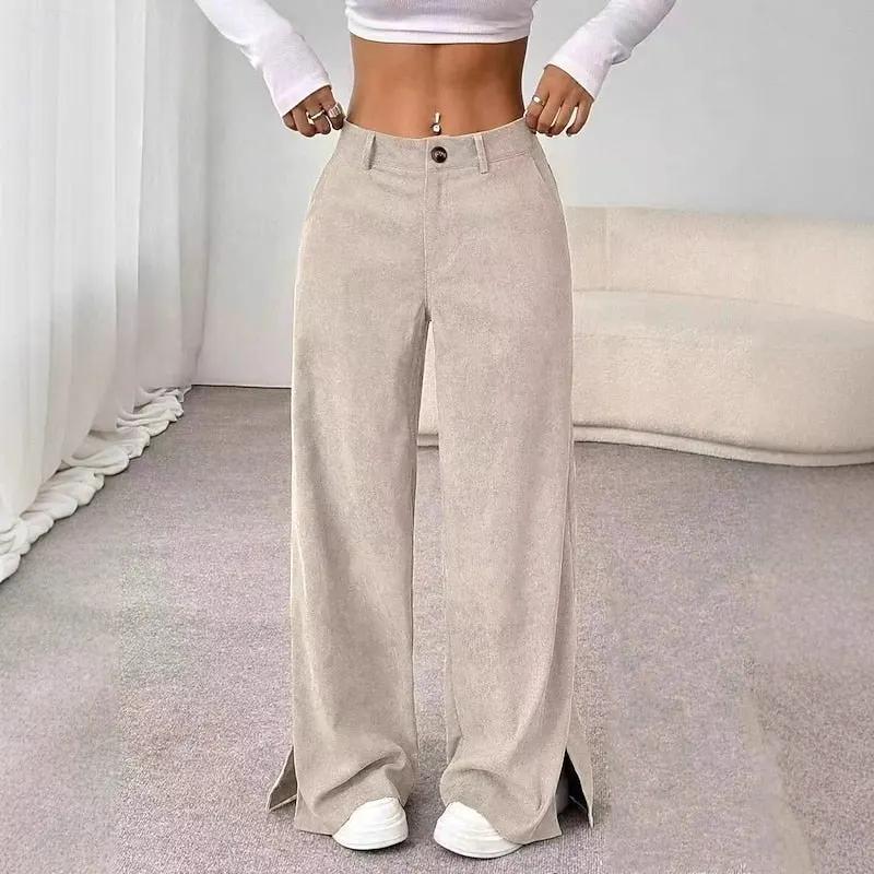 Women's High-Waist Wide-Leg Trousers for Smart-Casual Wear-Women's Trousers-Bellmaren-Apricot-XS-My Store