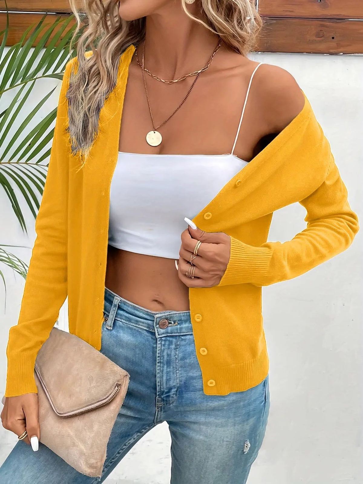 Women's Lightweight Cardigan with Classic Button-Front Closure by Bellmaren