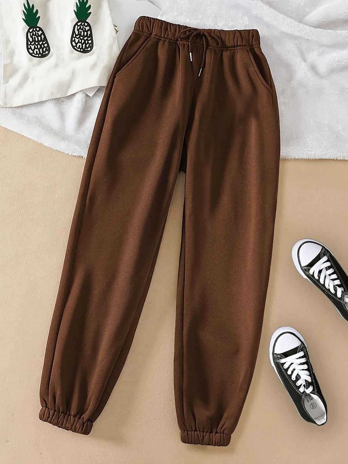 Women's Relaxed Drawstring Joggers with Cuffed Hem-Women's Joggers-Bellmaren-Light Grey-XS-My Store