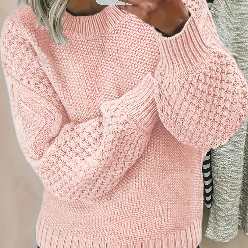 Women's Oversized Lantern Sleeve Jumper – Textured Knit, Plus Size