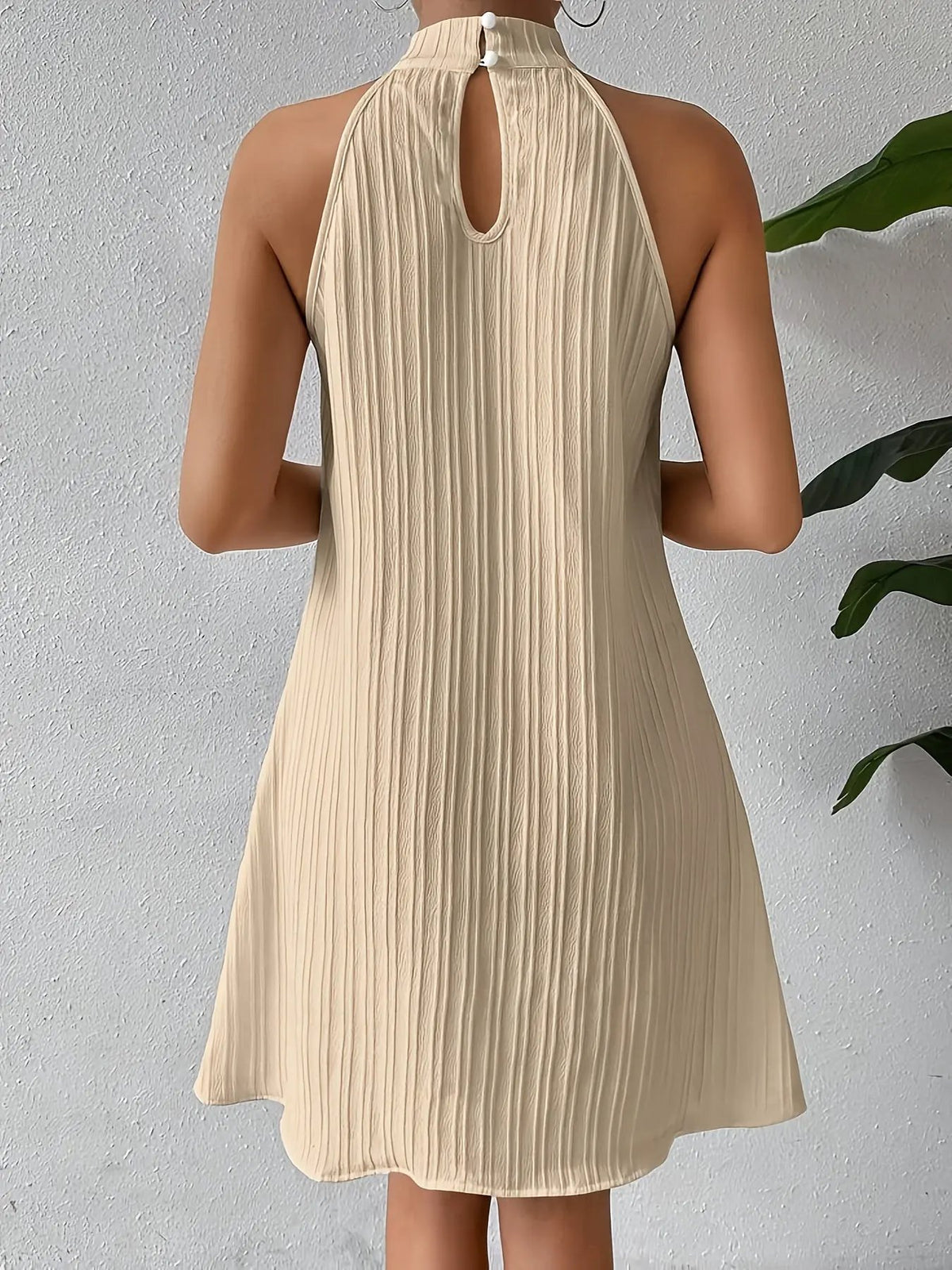 Talia | Textured Halter Mini Dress by My Store
