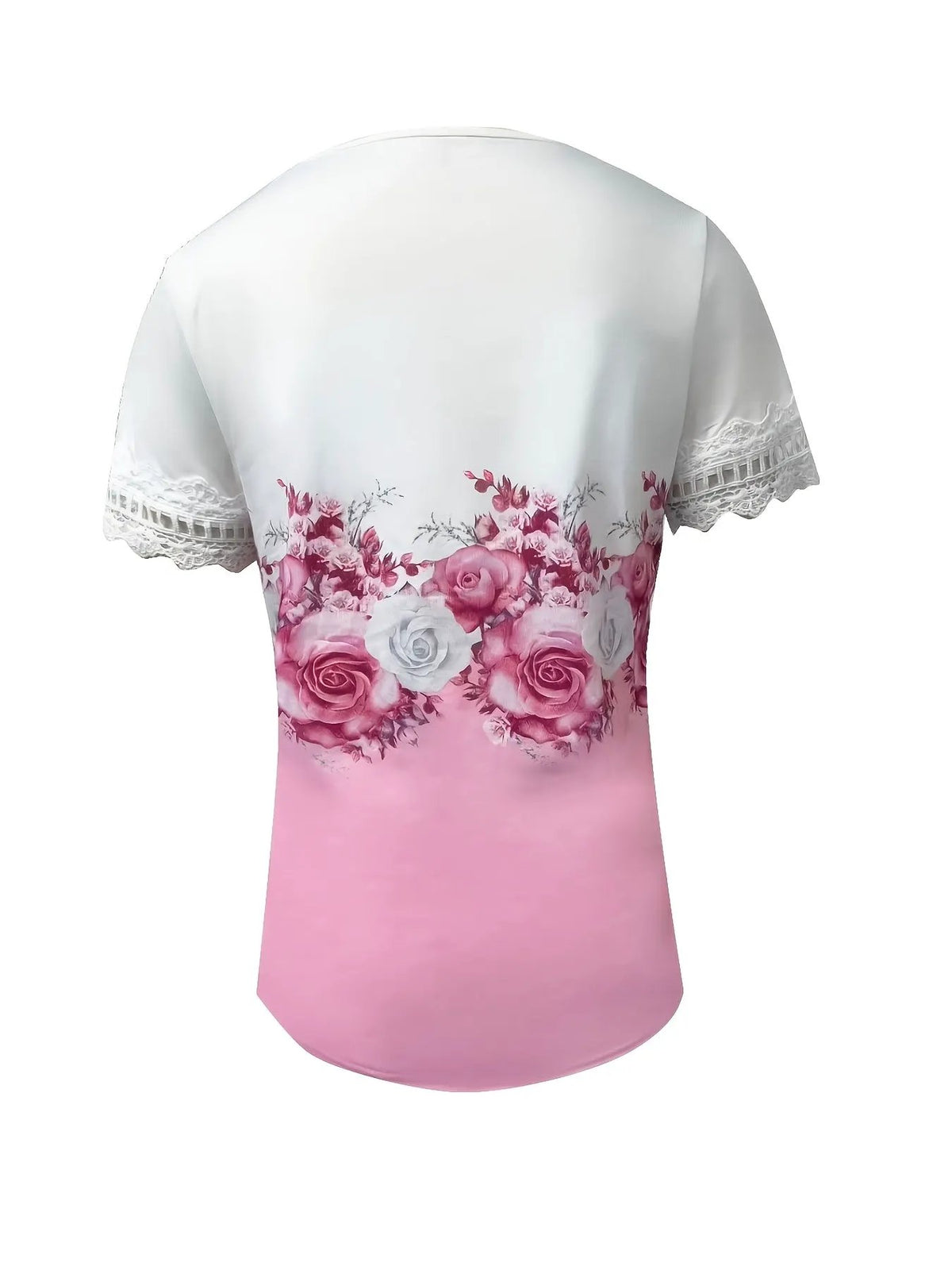 Women's Lightweight Lace Trim Floral Print Top-Women's Tops-Bellmaren-Light Green-S-My Store
