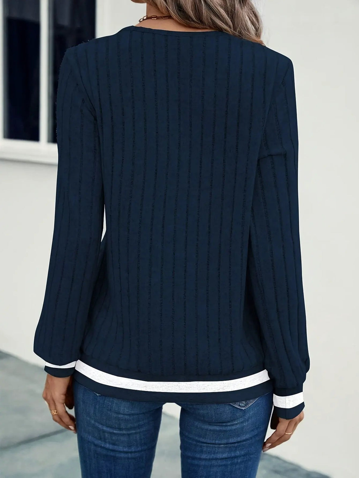 Talia | Color-Block Ribbed Long Sleeve Top by My Store