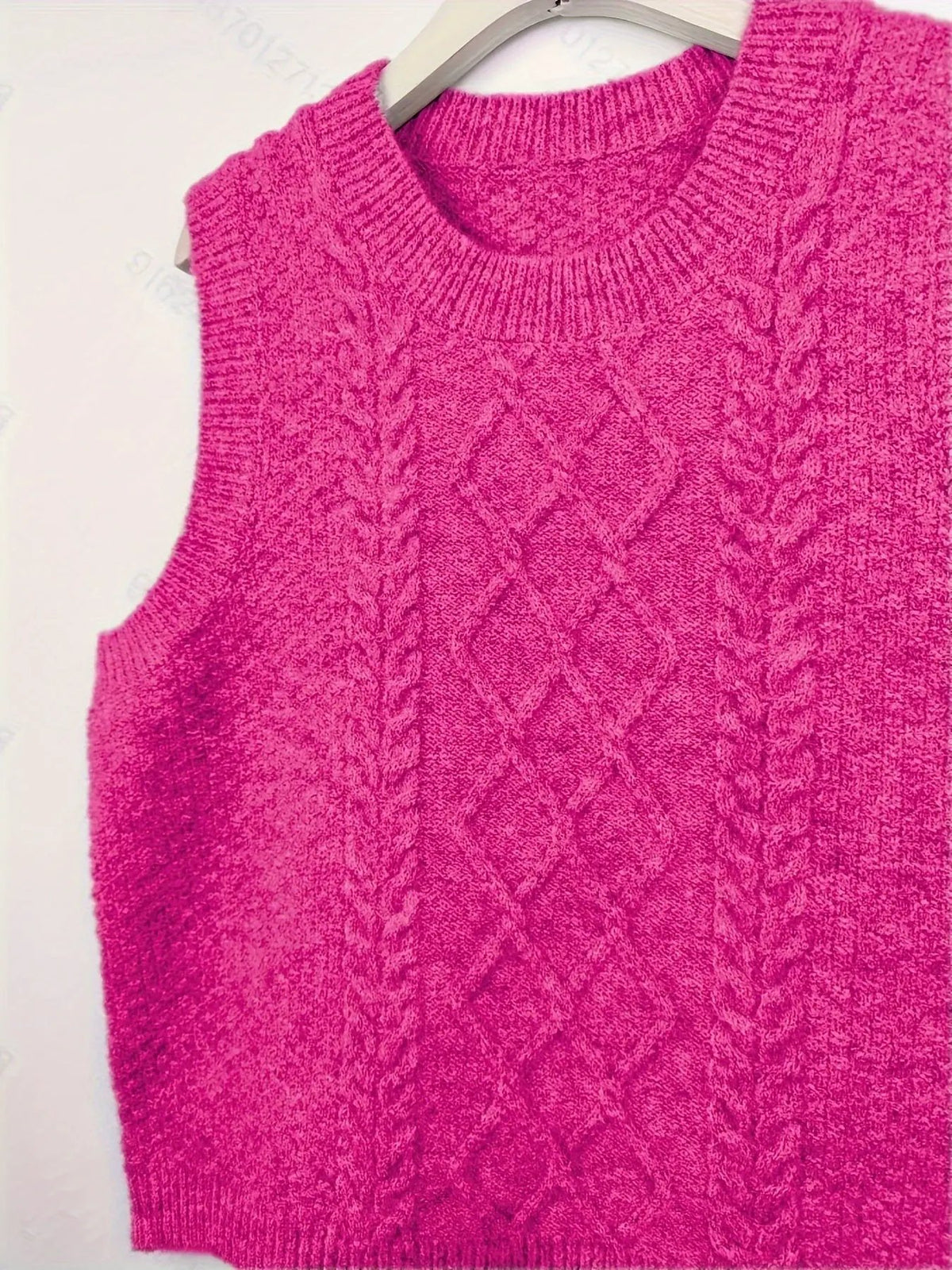 Women's Cable-Knit Sleeveless Vest / Collared Style-Women's Sweaters-Bellmaren-Yellowish-Brown-S-My Store