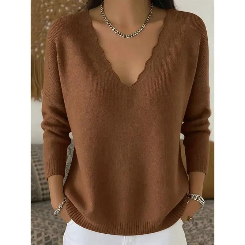 Hannah | Scalloped V-Neck Halloween Pullover by My Store