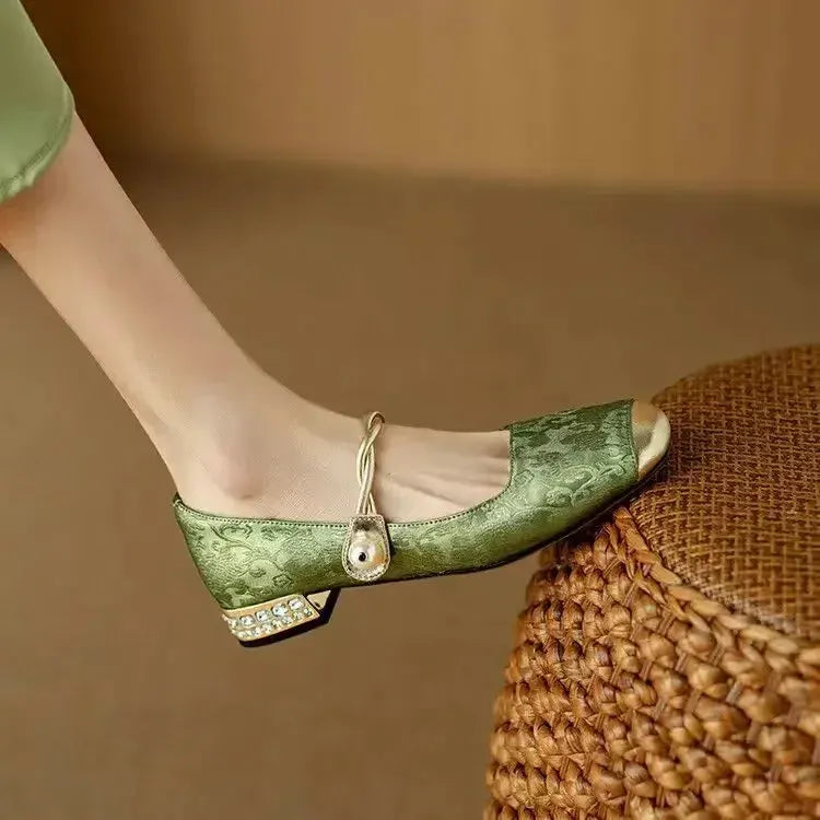Camille | Vintage Braided Pearl Strap Shoes by My Store