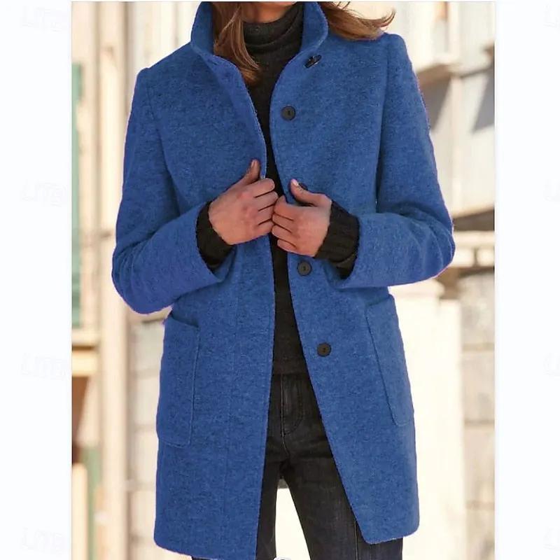 Women's Tailored Stand Collar Coat for Weekend Wear by Bellmaren