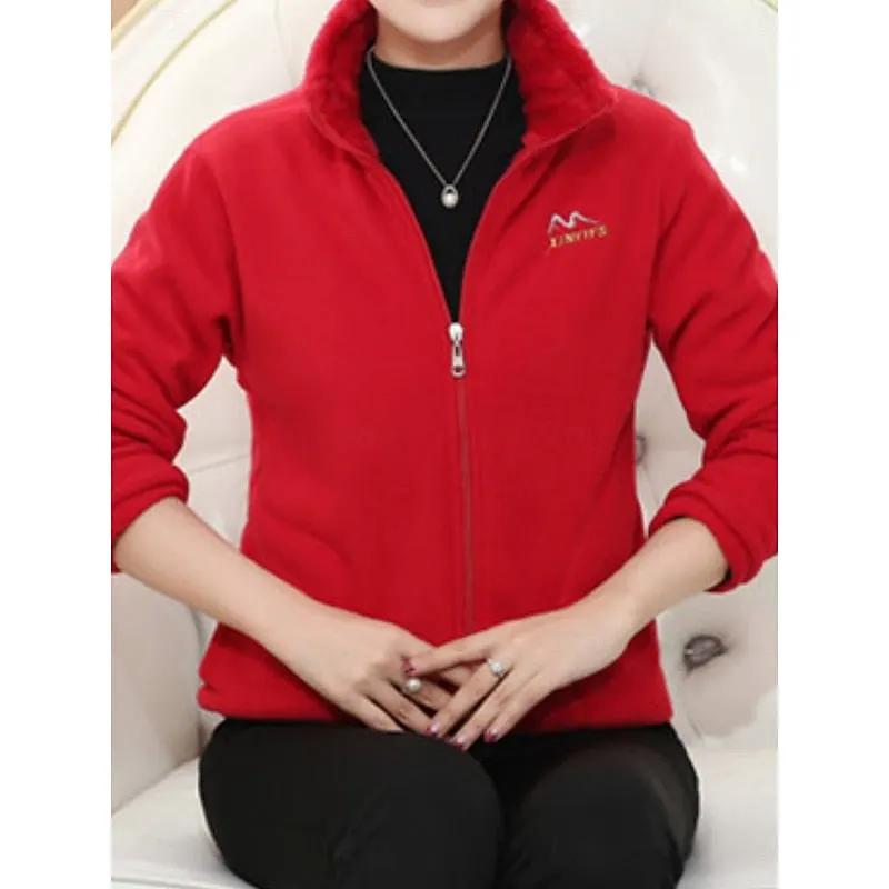 Women's Stand-Collar Jacket with Full Zip Closure-Women's Coats & Jackets-Bellmaren-Red-XL-My Store