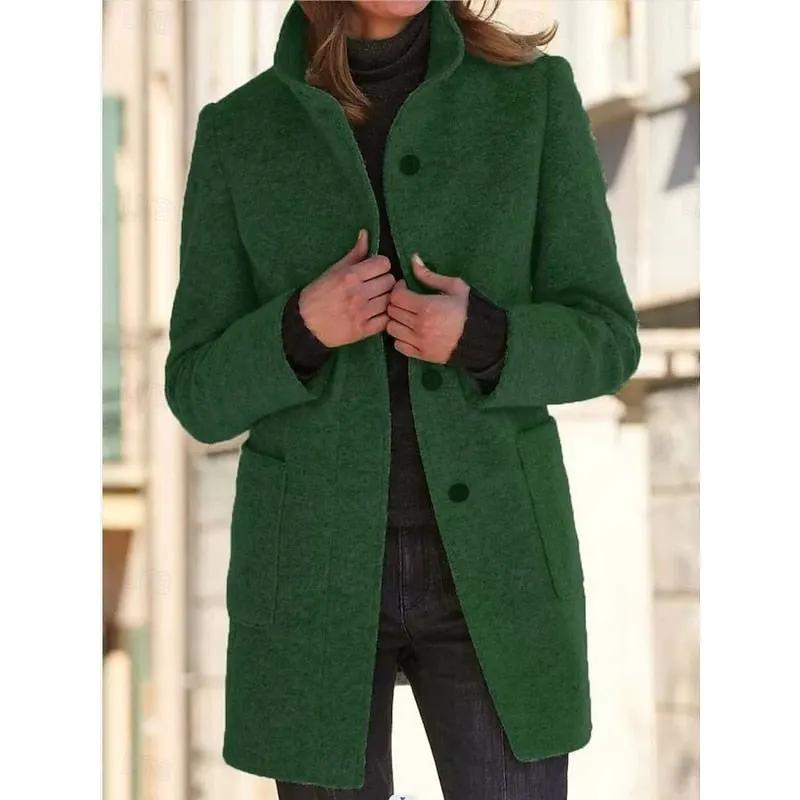 Women's Tailored Stand Collar Coat for Weekend Wear by Bellmaren