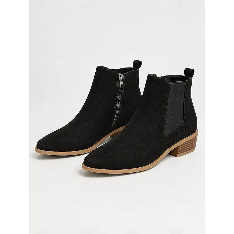 Women's Pointed-Toe Block Heel Ankle Boots for Workwear-Women's Shoes-Bellmaren-Black-4-My Store