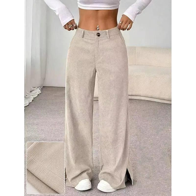 Women's High-Waist Wide-Leg Trousers for Smart-Casual Wear-Women's Trousers-Bellmaren-Apricot-XS-My Store