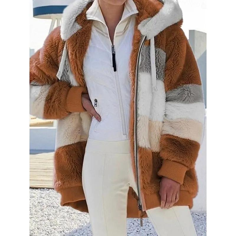 Women's Relaxed-Fit Hooded Zip-Up Jacket with Pockets-Women's Coats & Jackets-Bellmaren-Orange-S-My Store