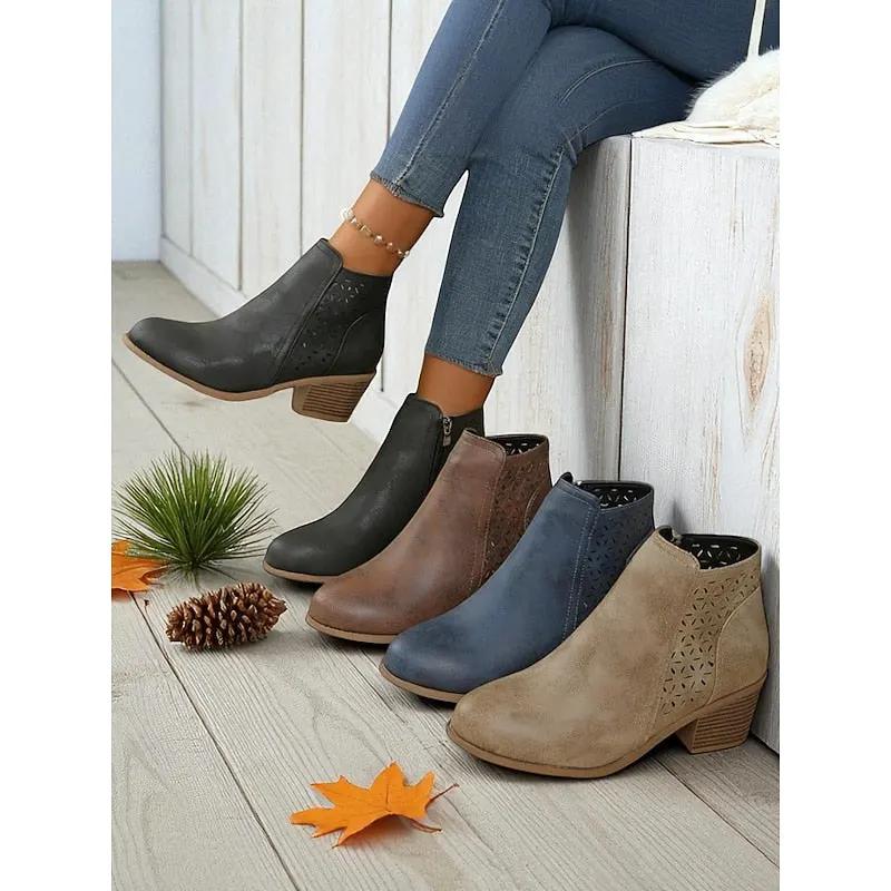 Hollis | Cutout Low-Heel Ankle Boots by My Store
