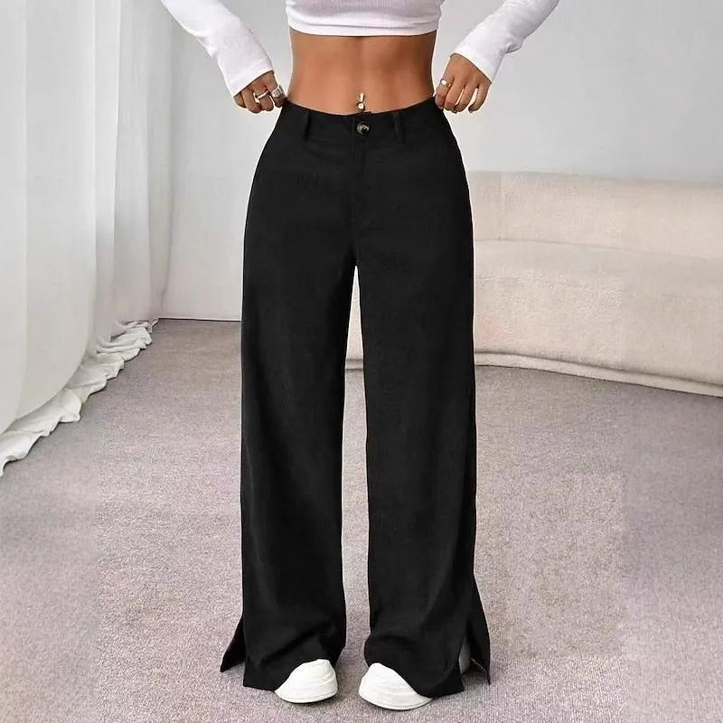 Women's High-Waist Wide-Leg Trousers for Smart-Casual Wear-Women's Trousers-Bellmaren-Black-XS-My Store
