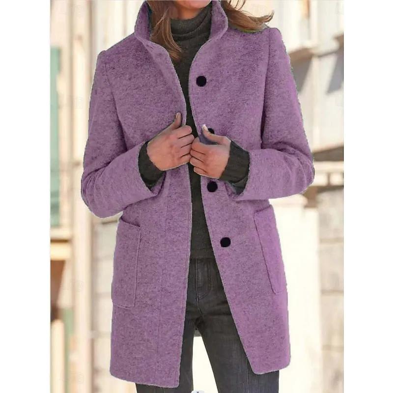 Women's Tailored Stand Collar Coat for Weekend Wear by Bellmaren