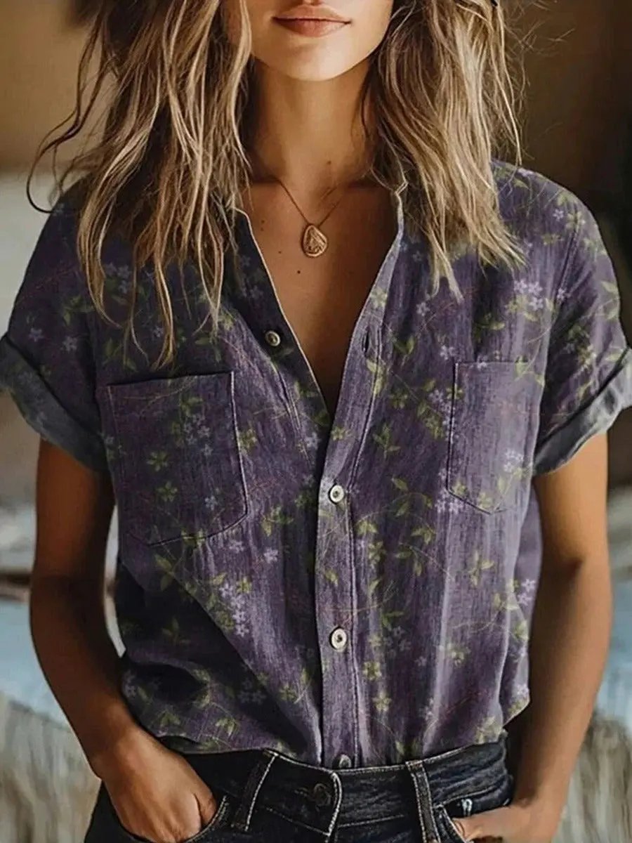 Marion | Floral Short Sleeve Blouse by Bellmaren