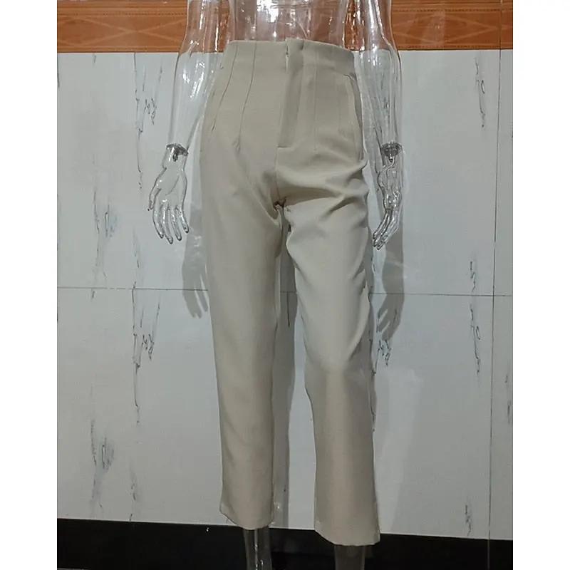 Women's High Waisted Tailored Trousers for Workwear-Women's Trousers-Bellmaren-Rice White-XS-My Store