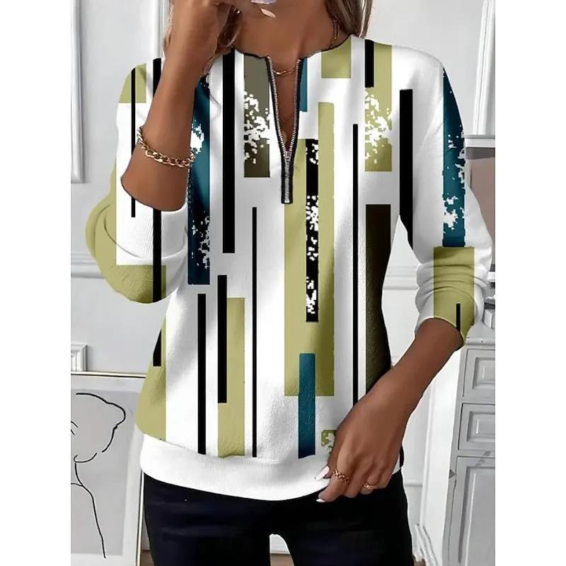 Women's Relaxed Half-Zip Colour-Block Sweatshirt-Women's Sweatshirts-Bellmaren-Light Green-S-My Store