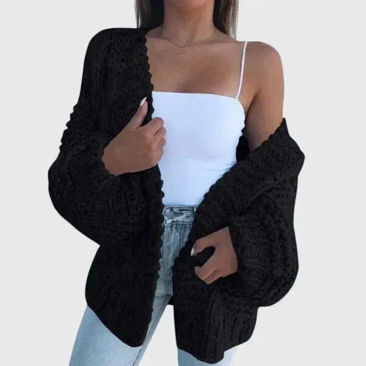 Women's Chunky Knit Open Front Cardigan – Relaxed Drape