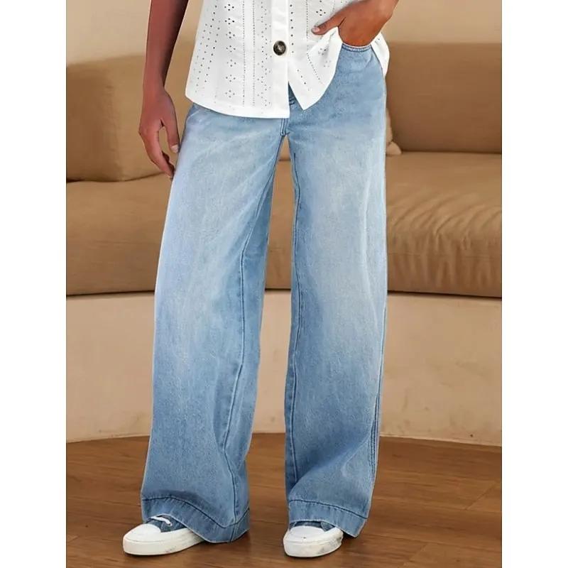 Women's High-Waist Wide-Leg Jeans – Relaxed Fit, Stretch Denim