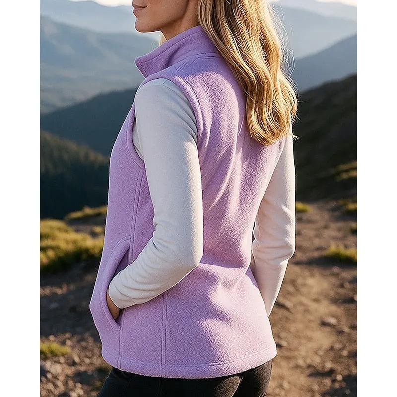 Women's Soft Brushed Zip-Up Gilet with Practical Pockets-Women's Vests-Bellmaren-Purple-M-My Store