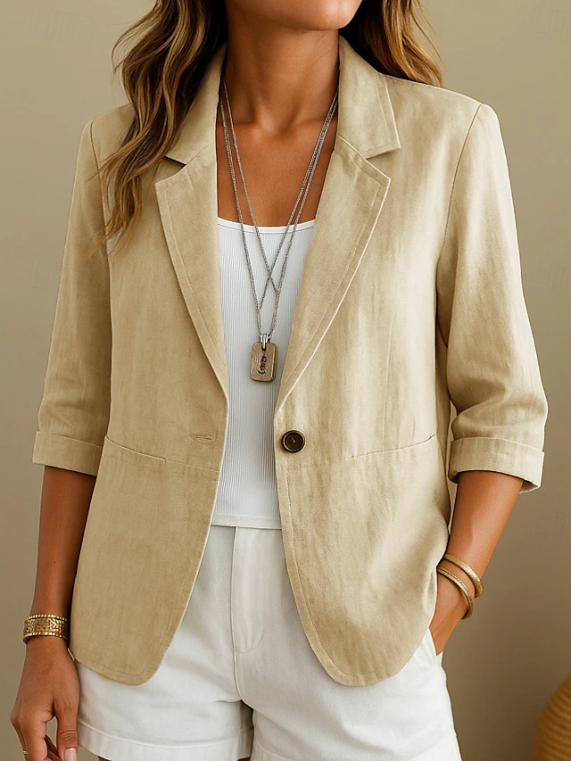 Women's Relaxed Tailored Single Button Blazer by Bellmaren