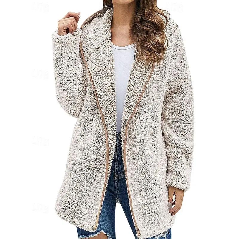 Women's Zip-Front Plush Hooded Jacket | Relaxed Fit by Bellmaren